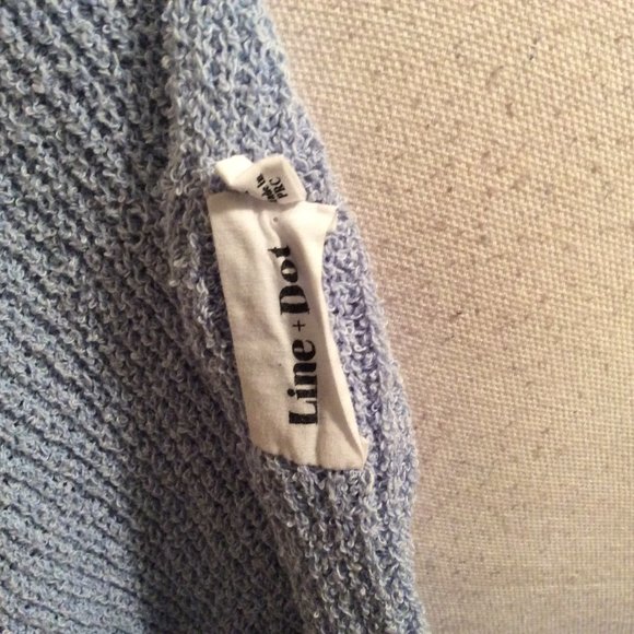 Line & Dot Sweater MP Light Blue Deep Twist Crossover Neck Long Sleeve - Picture 7 of 7